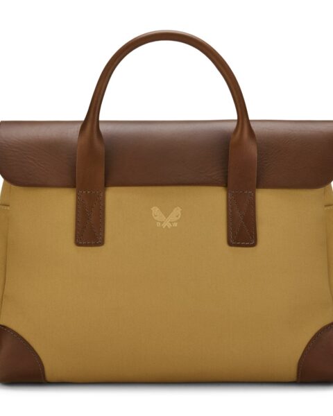 Bennett Winch The Brief briefcase in sand waterproof canvas with leather trim and handles